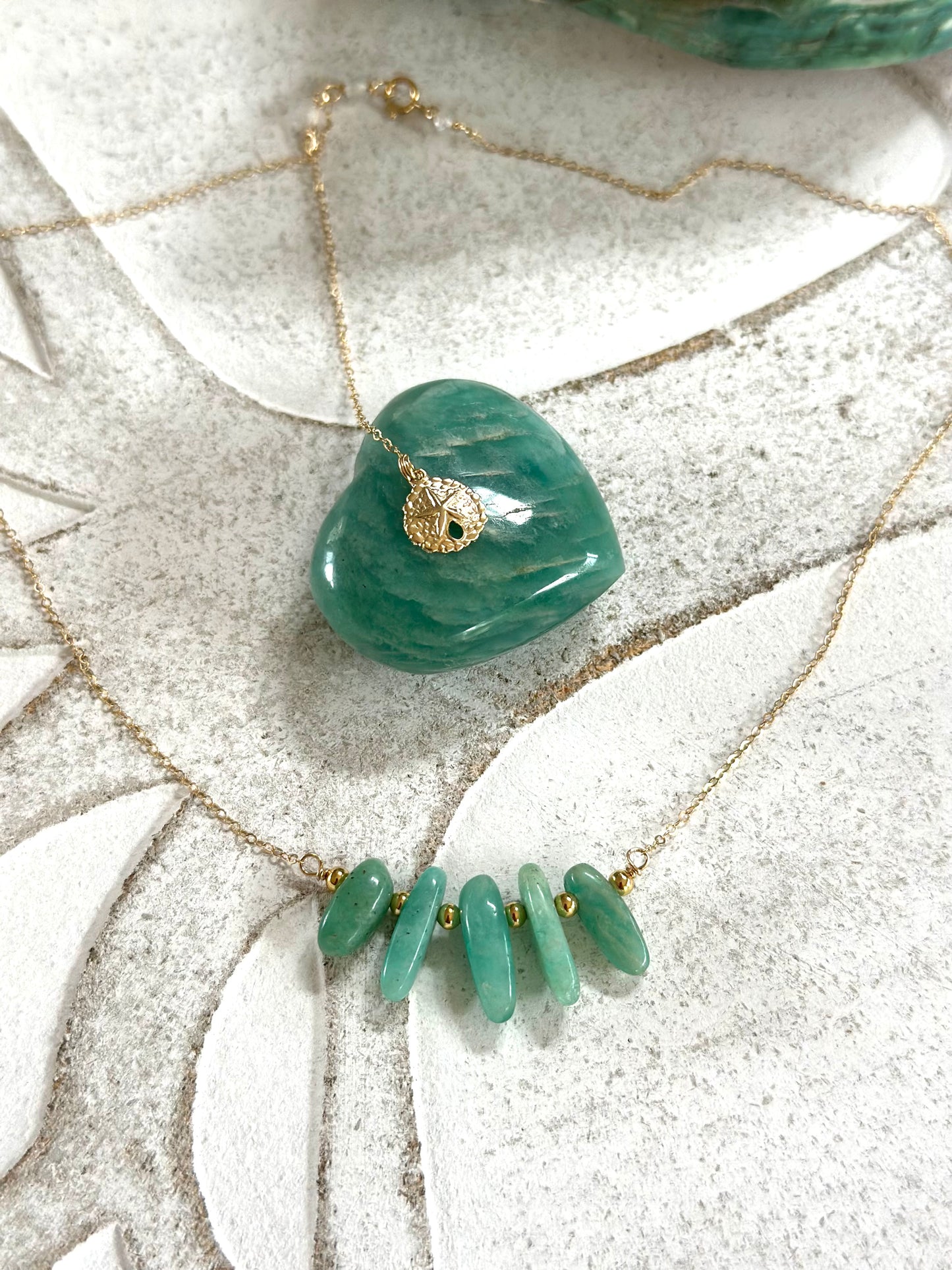 Amazonite gold wing necklace