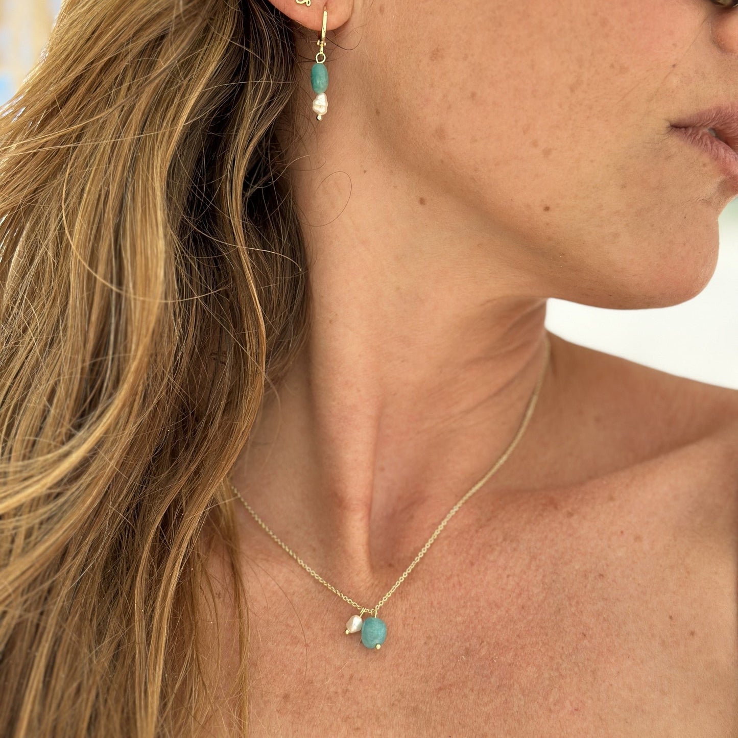 Amazonite Huggies