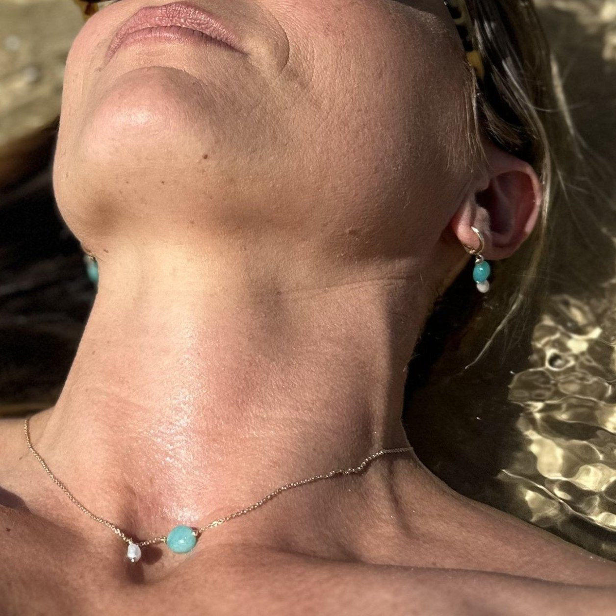 Amazonite Huggies