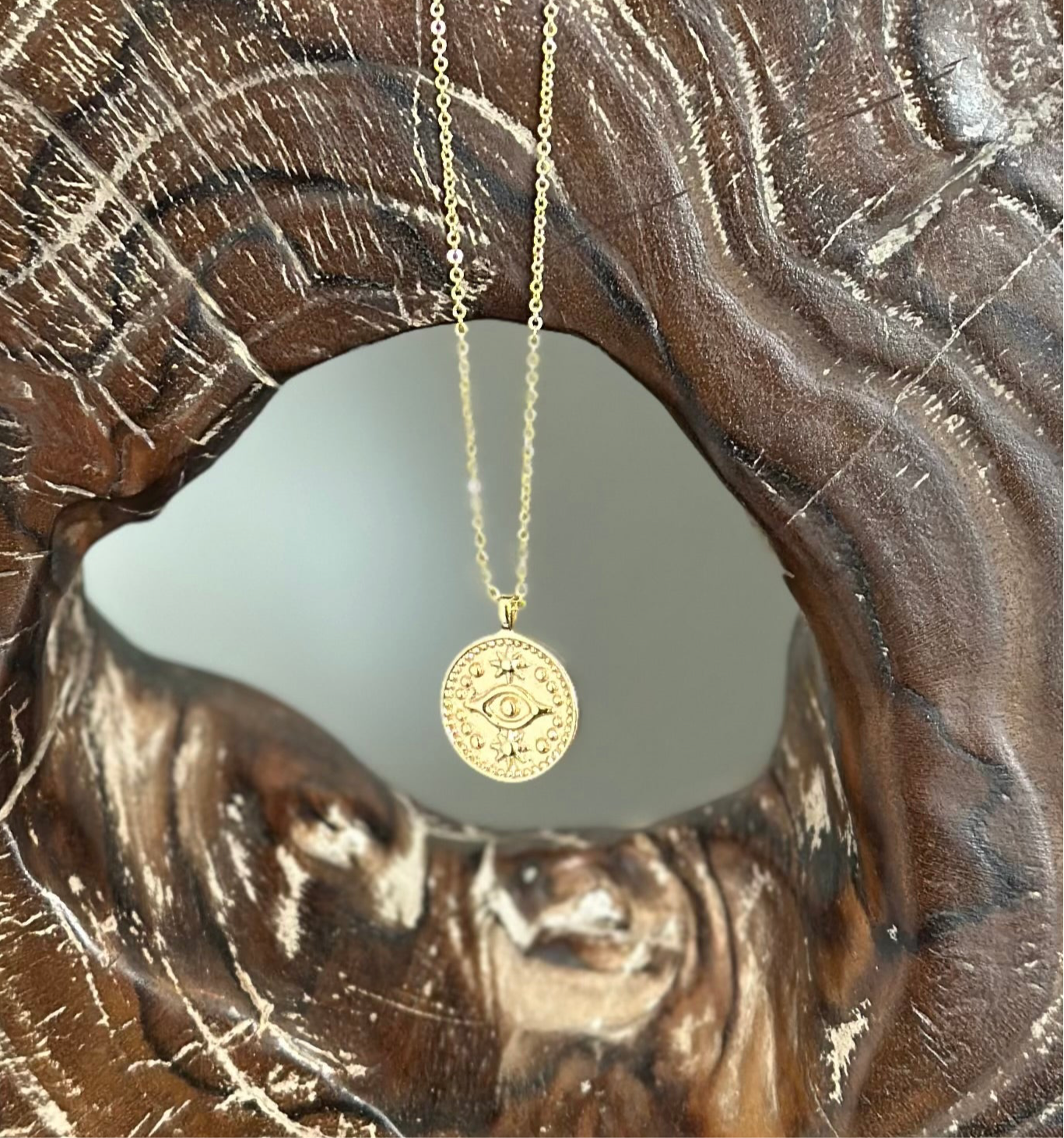 Evil eye coin necklace