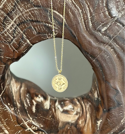 Evil eye coin necklace