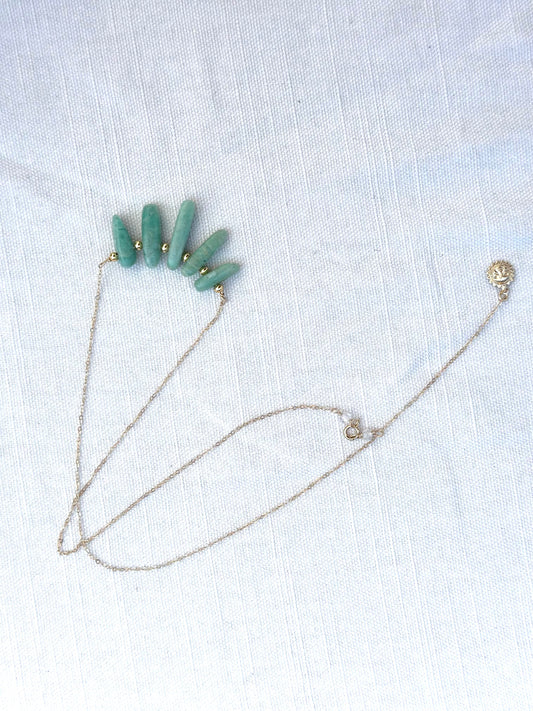 Amazonite gold wing necklace